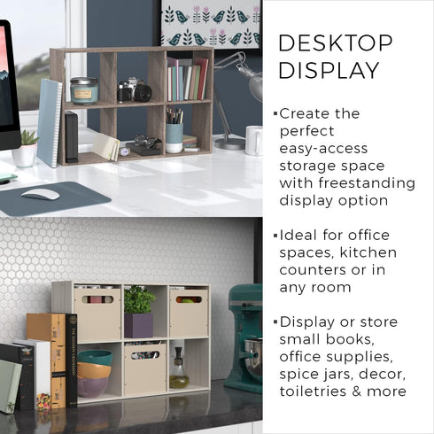 ClosetMaid Mini 6-Cube Desktop Storage: Wall Mount Organizer, Weathered Teak