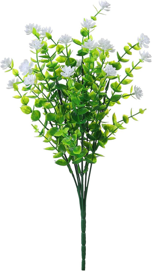 Artificial Plants Flowers Grass Shrubs, 8 Pack No Fade Faux Plastic for Indoor Outdoor Decoration