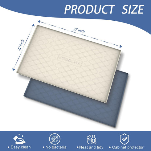 Under Sink Mat for Kitchen, Waterproof 37" x 22" Silicone Mat for Cabinet Sink Protector