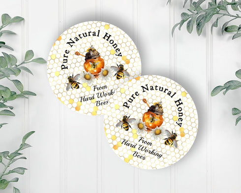 Set 40 of Natural Honey Jar Labels - Glossy Stickers & Tags