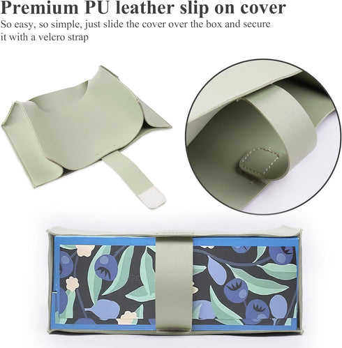 Haecsfl Towel(1-Green) Leather Cover for Disposable Paper Hand Towel Box, Compatible with Kleenex Paper Hand