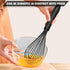 Kitchen Silicone Whisk, 11-Inch Heat Resistant Non Scratch Whisk, Metal Wire Stainless Steel Egg Bread Tool, Black