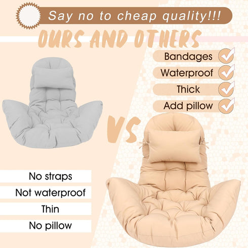 2.58 Hammock Patio(Beige,1 Tudomro Egg Chair Cushion Filling kg Replacement Rocking Wicker Chair Cushions High Back