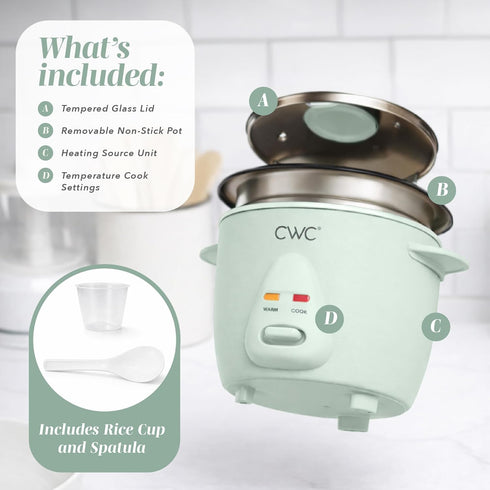 6 300W 3 6 COOK WITH COLOR Cup Rice Cooker - Effortless Cooking and Perfectly, Cooks Cups of Raw Rice for Cups