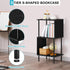 3-Tier ETELI Side Table Small Tall S-Shaped End Table with Open Book Shelf Industrial Black S-Shaped Bookcase Bedside