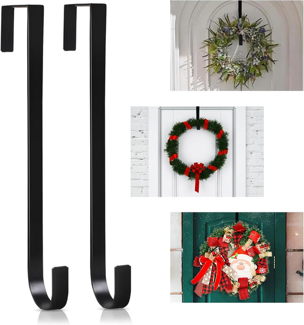 PECULA 2 Pack 14” Wreath Hangers for Front Door, Metal Wreath Door Hanger 40lb Load-bearing for Decorations