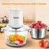 Food Processor Electric with 2 Bowls, 400W Meat Grinder, 8Cup Glass & 304 Stainless Steel, 2 Blades, Spatula (White)