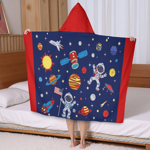 sdhinlwo 30"x50" Thickened Hooded Towels for Kids Suitable Girls Boys Kids Bath Towels, Super Absorbent, Space Universe