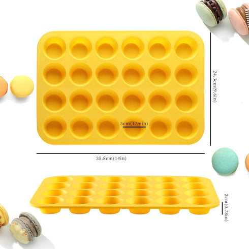 2PCS Silicone Mini Muffin Cupcake Pan, Kaloo Nonstick 24 Cups Silicone Muffin Pans for Baking, Great for Muffin, Cakes, Tart, Bread, Dishwasher Safe (Stylish Orange + Yellow, 24 Cups Each) by KL KALOO