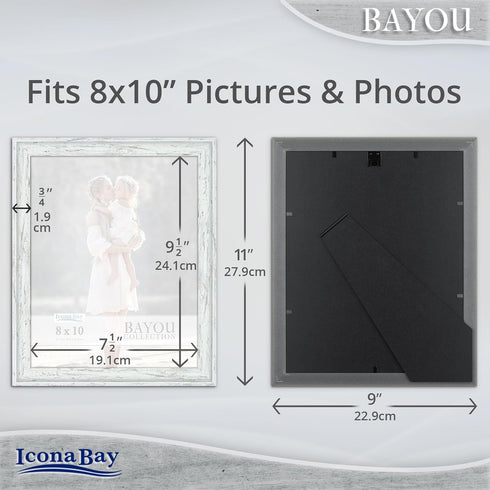 Icona Bay 8x10 Cloudy White Picture Frame - Cape Cod Style 8 x 10 Photo Frame for Table Top or Wall Mount