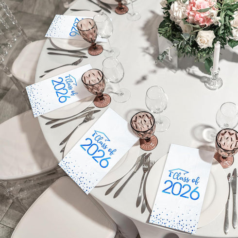 200pcs 2026 2026 Class of Graduation Napkins, Disposable Congrats Grad Cocktail Napkins Foil Dot Paper Hand Towels