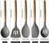 Kitchen Utensils Set, Non-Stick Silicone Cooking Utensils with Acacia Hard Wood Handle, 5 Piece