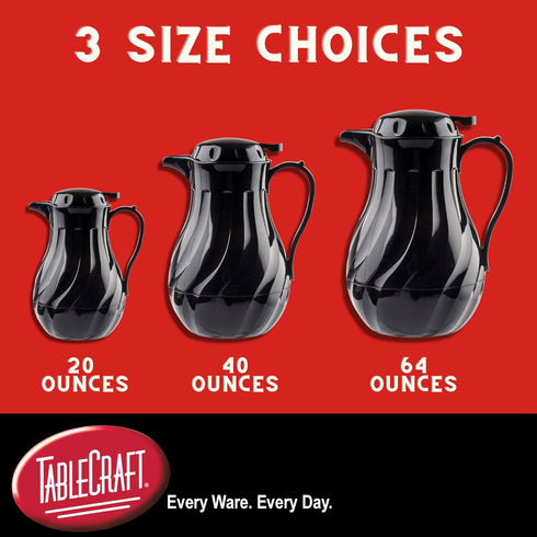 Tablecraft 64 Ounce Insulated Coffee Server, Tea and Hot Water Beverage Dispenser, Swirl Thermal Triple Wall, BPA Free,