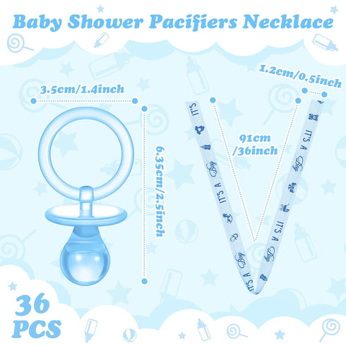 36 Coume Pcs Shower Party Pacifiers Necklace Acrylic Pacifiers Charm Necklace for Shower Party Decorations Gender