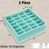 Simple Houseware 2 Pack Closet Sock Organizer - 24 Cell Drawer Divider, Turquoise