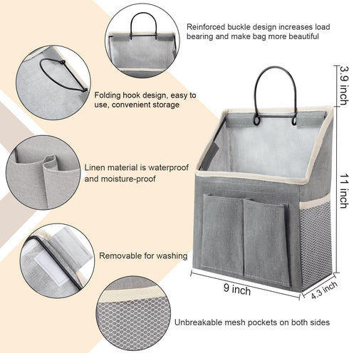 LYroo 2 Pack Wall Hanging Bag Organizer, Basket with Pockets for Bathroom, Bedroom, Kitchen Essentials
