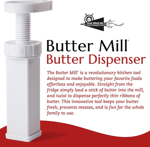 Max Space Butter Mill Butter Dispenser Stick, Twist to Spread Thin Butter Ribbons
