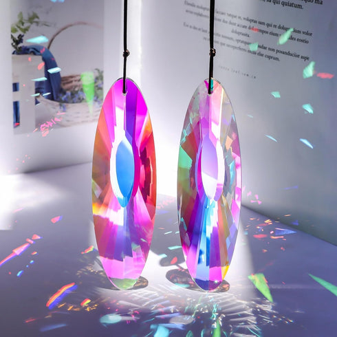 SANPLMG 6Pcs Crystal Sun Catcher Prisms, Suncatchers for Windows Hanging, AB Colored Chandelier Crystals Prisms