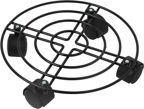 (3, 12inch(30cm)) Homend Black Metal Plant Caddy with Wheels,Heavy Duty Iron Potted Plant Flower Stand Trolley Caddy