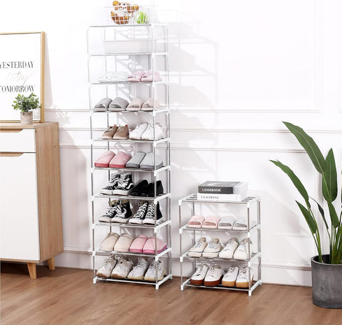 Closet (4-Tier, Jucaifu Stackable Small Shoe Rack, Entryway, Hallway and Space Saving Storage and Organization White)