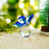 H&D Crystal Flying Butterfly Figurine with Crystal Ball Base, Cut Glass Ornament, Collectible (Blue)