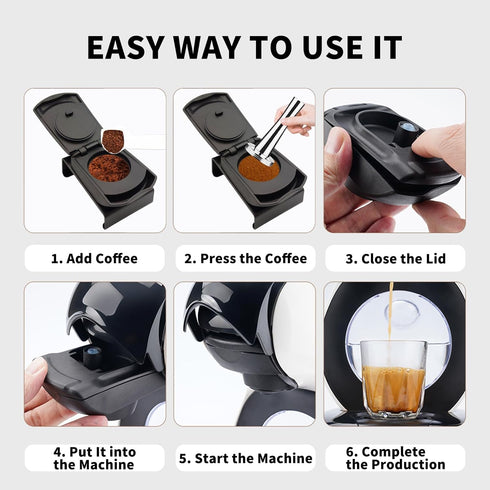 Reusable Coffee Capsule Adapter for Dolce Gusto edgLUMIO DG325 Machine with 41mm Tamper