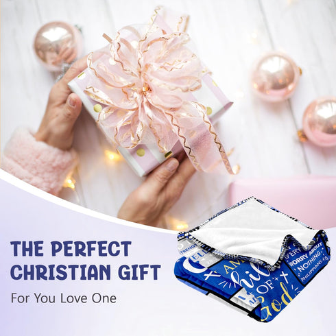 Sruemiul 60"x80" Christian Gifts for Men - Baptism Gifts for Boys & Men - Bible Verse Christian Blanket - Inspirational