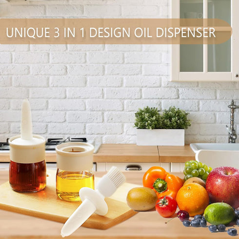 Sauce and Oil Bottle with Silicone Brush, 6.8oz for Cooking BBQ Kitchen