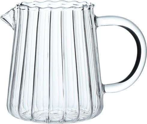 CHOOLD Elegant Wave Shaped Crystal Glass Creamer, Coffee Pitcher/Serving Jug for Kitchen, 8.5 oz