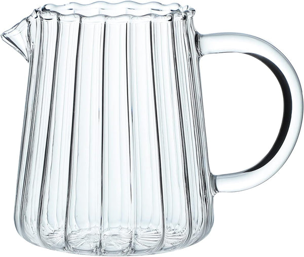 CHOOLD Elegant Wave Shaped Crystal Glass Creamer, Coffee Pitcher/Serving Jug for Kitchen, 8.5 oz