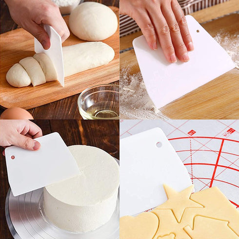 Anvin Cake Scraper Smoother Tool Set, Plastic Frosting Scraper Combo for Buttercream Edge Decorating, 10 Pcs
