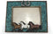 Comfy Hour Western Retro Collection - 6"x5" Photograph Frame with Running Horses and Horseshoes, Blue