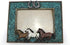 Comfy Hour Western Retro Collection - 6"x5" Photograph Frame with Running Horses and Horseshoes, Blue