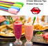 Reusable Rainbow Metal Boba Smoothie Straws, Wide Thick Angled Tip with Carry Case and Brush, 4 Pack