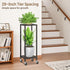 2 LASZOLA Tier Black Metal Plant Stand Indoor Outdoor with Wheel for Large Planter, Modern Heavy Duty Tall Rolling Rack