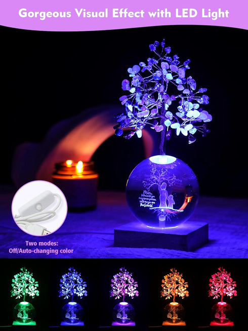 7 (3D Crystal Tree of Life, Chakra Healing Tree with Multicolor Night Light Crystal Ball for Meditation Relaxation