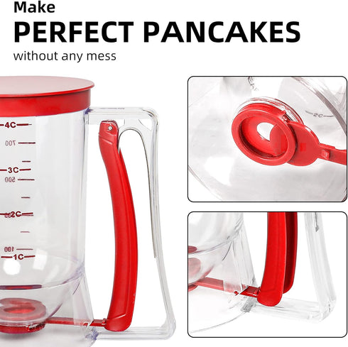 Batter Separator for Cupcakes, Pancakes, Cookie Cake, Waffles, Measuring Baking Tools, Red
