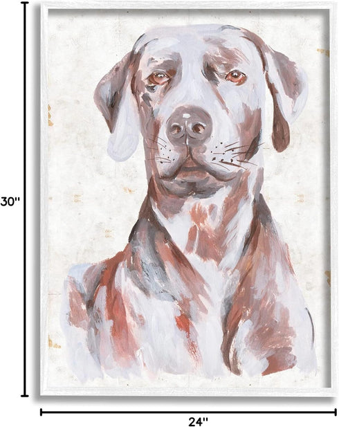 Stupell Industries House Dog Pet Portrait Labrador Soft Tone Painting by Melissa Wang, White Framed Wall Art, 24 x 30