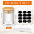 Glass Spice Jars with Bamboo Airtight Lids Labels and Chalk Marker Food Storage Container Clear Spice Storage Bottle for Kitchen, Spice, Herbs, Seasoning, Seed, Tea, Sugar (12 Pcs,2.5 oz)