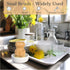 2P Bamboo Dish Brush, Eco Friendly Sisal Scrubber Brush with Ceramics Holder-Wooden Brush for Pot,Dish and Vegetables