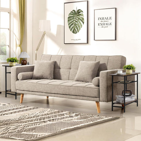 Tedheve Set 2 3-Tier Narrow Side Table of for Small Spaces, End Table for Living Room with Wide Storage Tabletop