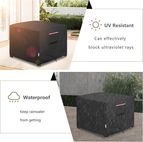 32W 32D 18H Inches Patio Ottoman Cover Waterproof Heavy Duty Square Outdoor Ottoman Covers, x x Patio Furniture