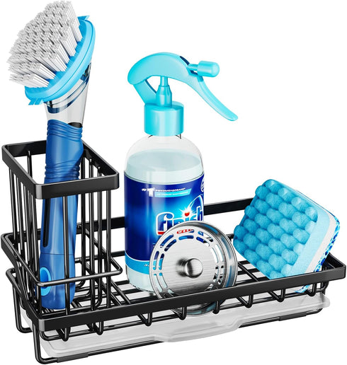 Consumest Sponge Holder for Kitchen Sink - Stainless Steel Sink Caddy with Removable Drip Tray for Dish Soap Storage -