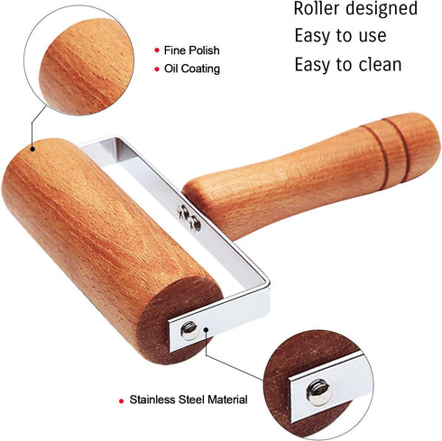 Non-Stick Wood Pastry and Pizza Baking Roller Pin for Baking (T-Shape)