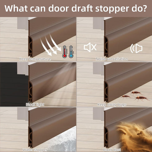 Door Draft Stopper, Weather Stripping Seal for Door Insulation, Under Door Gap Filler (78", Brown)