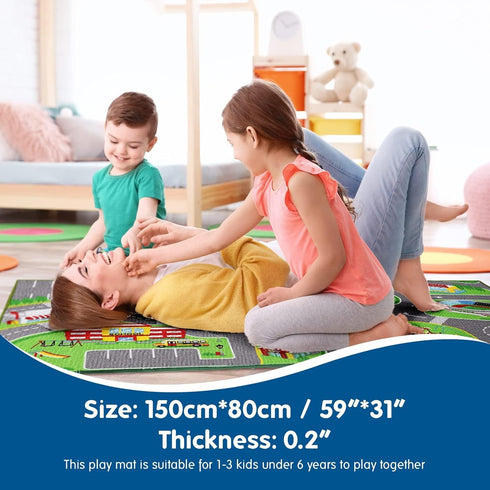 31X59 Inch,Colorful Booooom Jackson Car Rugs for Kids Toy Cars Fun City Pretend Play - Toddler Car Track Rugfor Bedroom