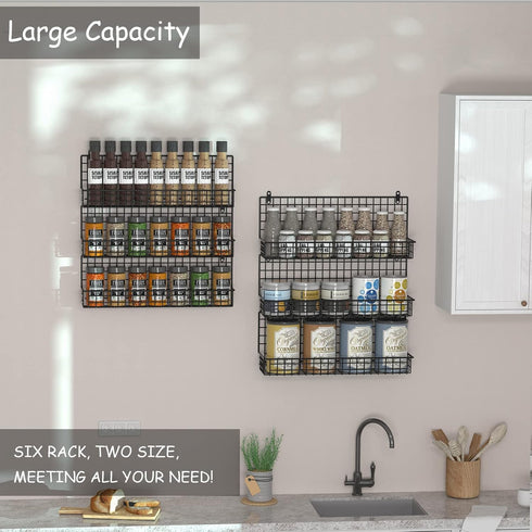 6-Tier JKsmart Spice Rack Organizer with Door Hook, Wall Mounted & Over the Door Spice Racks for Kitchen Pantry Door