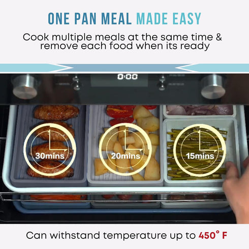 Large Silicone Baking Tray Dividers for Oven Cooking & Meal Prep - Easy to Clean Nonstick Baking Sheet Pan - Silicone Sheet Pan Dividers for Oven, Air-Fryer & Microwave by Sandunes