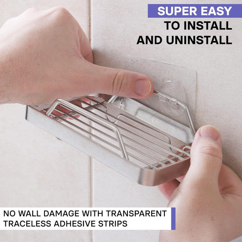 KINCMAX Premium Adhesive Soap Holder for Shower Wall, Drill Free Stainless Steel Soap Caddy with Adhesive Sticker