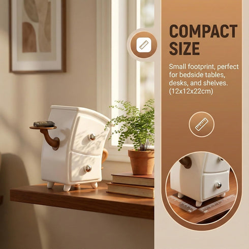 Creative Cabinet-Shaped Storage Box with Arms, Funny Decorative Organizer for Desk, Cute Mini Drawer Box for Office